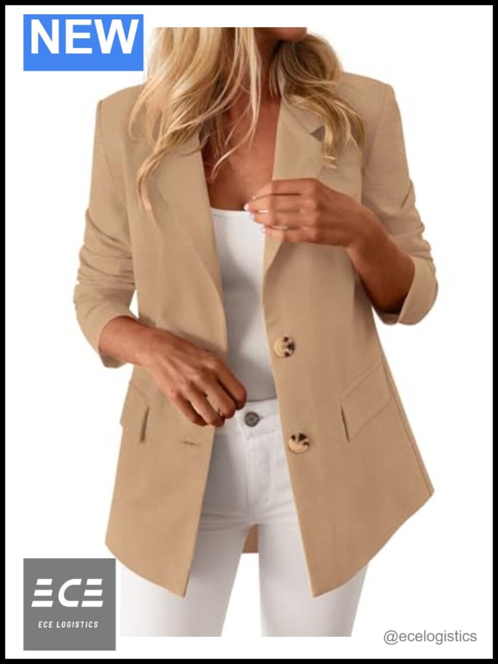 BTFBM Women's Business Casual Blazer Button Long Sleeve Work Office Jacket